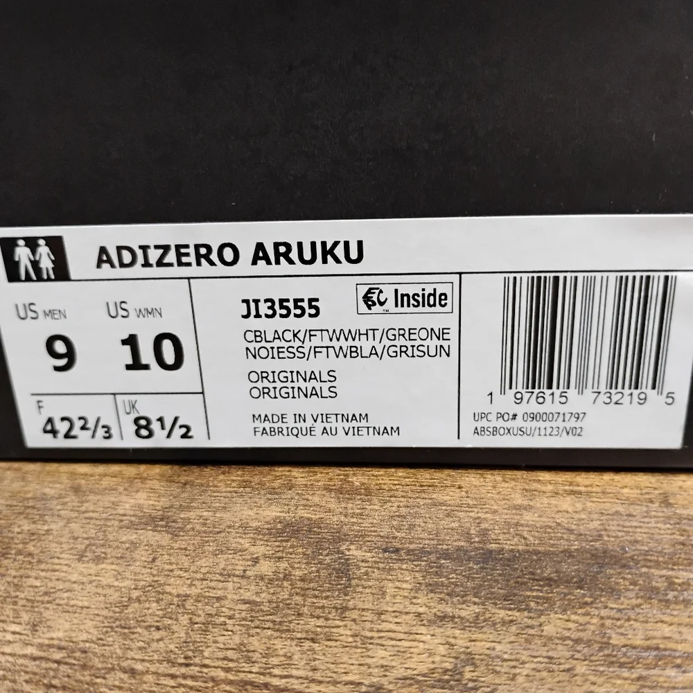 Adidas Adizero Aruku Core Black Cloud White Grey One JI3555 Men's Size 9 Shoes